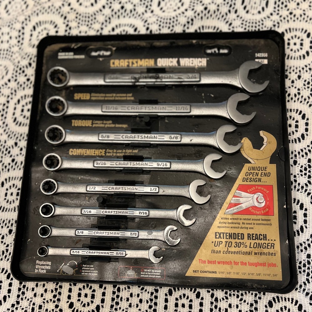 Vintage Craftsman 8-Pc Quick/Speed Combo SAE Wrench Set